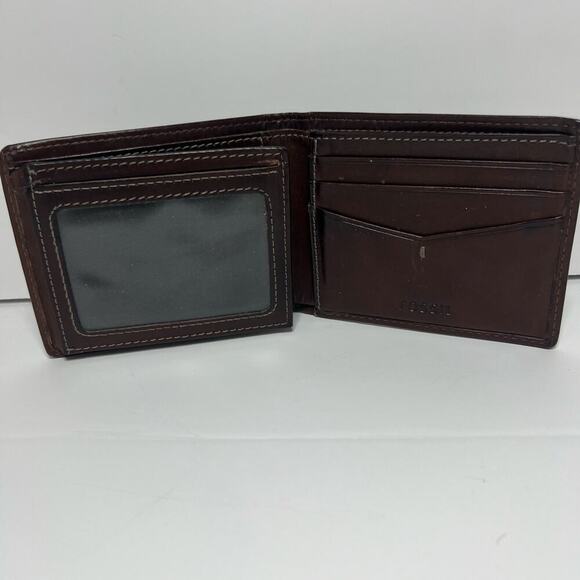 Fossil Dark Brown Leather Tri Fold Wallet for Men - Picture 6 of 7